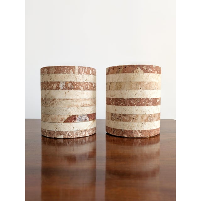 Vintage Striped Travertine Demilune Bookends by Fratelli Mannelli, 1970s, Set of 2 For Sale - Image 16 of 16