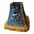 Designer- Regal Sapphire/Blue Velvet Zebra Lamp Shade With Gold Trim and Harvest Brush Fringe For Sale