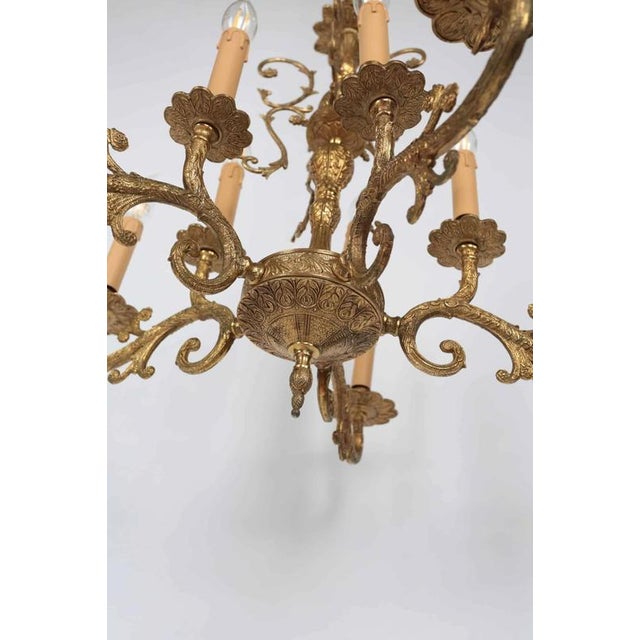 Antique Brass 10-Light Chandelier For Sale - Image 6 of 7
