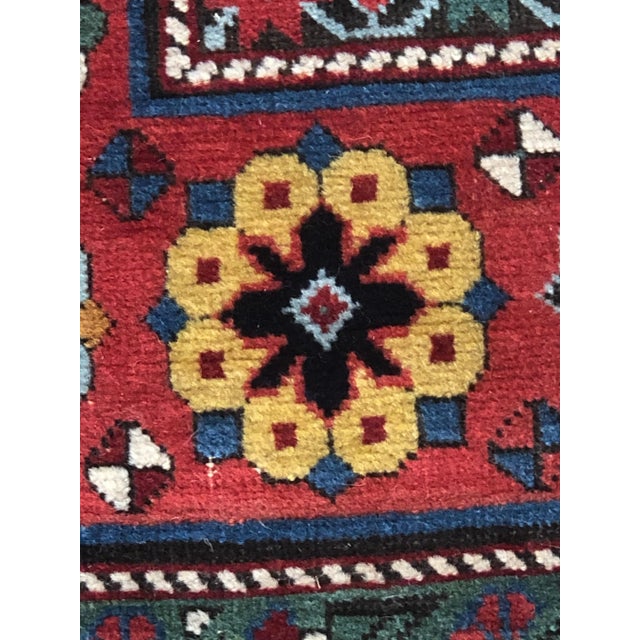 19th Century Yellow and Red Caucasian Talish Rug with Flower Pattern, 1890s For Sale - Image 5 of 17