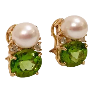 Christina Addison 18kt Medium Gum Drop™ Earrings With Pearls, Peridot and Diamonds