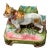 Vintage French Majolica Boxer / French Bulldog Figural Planter & Desk Catchall For Sale