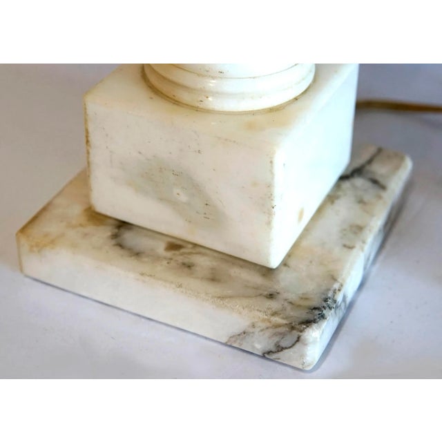 Stone Late 19th Century Regency Alabaster Carved Table Lamp With Shade For Sale - Image 7 of 13