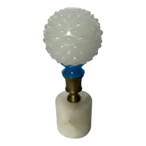 Early 20th Century Sandwich Two-Tone Glass Newel Post Finial on Marble Base