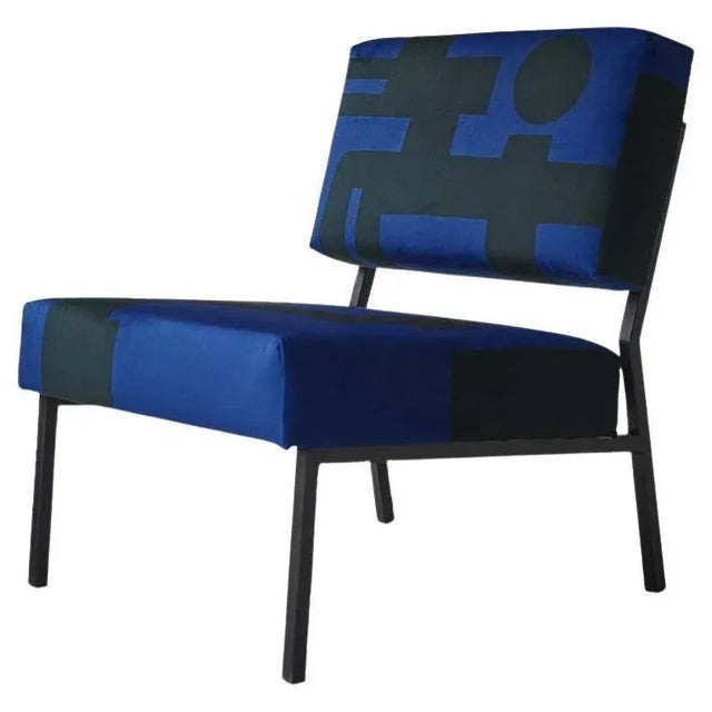 Barbican Blue O2 Armchair by Babel Brune For Sale - Image 6 of 6
