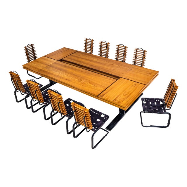 Conference Table with Chairs, Rome, 1960s, Set of 11 For Sale