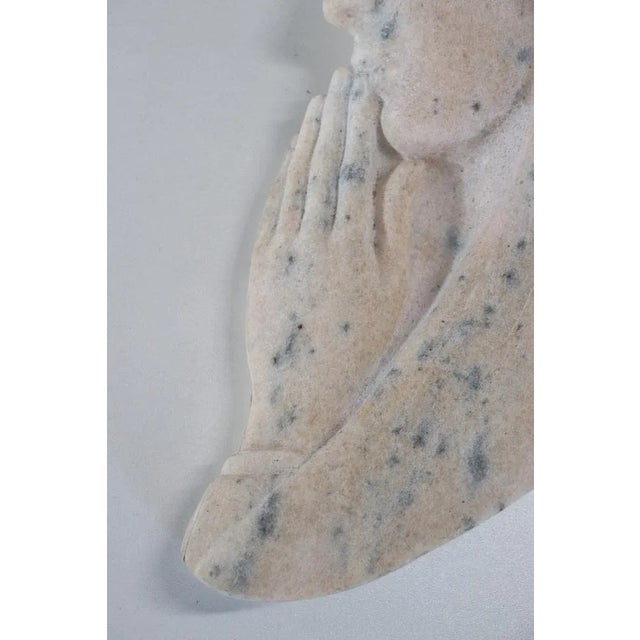 Refined sculpture from Portugal in pink marble. Great artistic quality, not signed. Face of the virgin Mary in prayer....