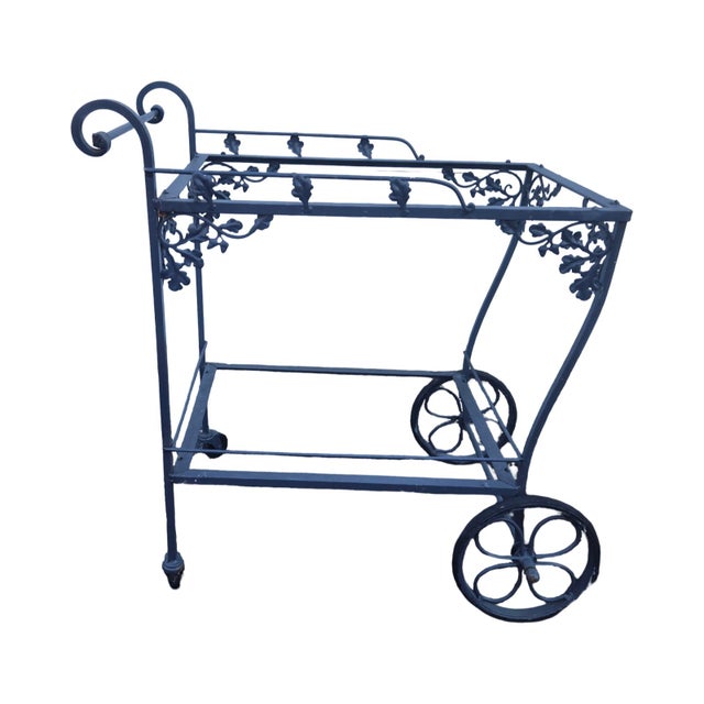 Vintage Salterinie Wrought Iron Bar Cart, Attributed For Sale In New York - Image 6 of 6
