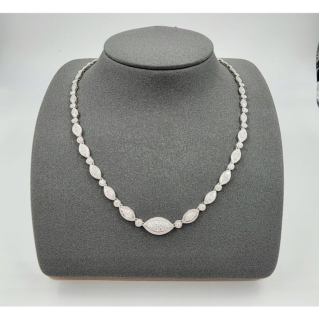 Modern 3.07 Ct Marquise Shaped Diamond Pave Necklace For Sale - Image 3 of 9