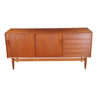 1980s Otmar Danish Scandinavian Modern Teak Credenza Buffet Console Sideboard MCM 71" For Sale