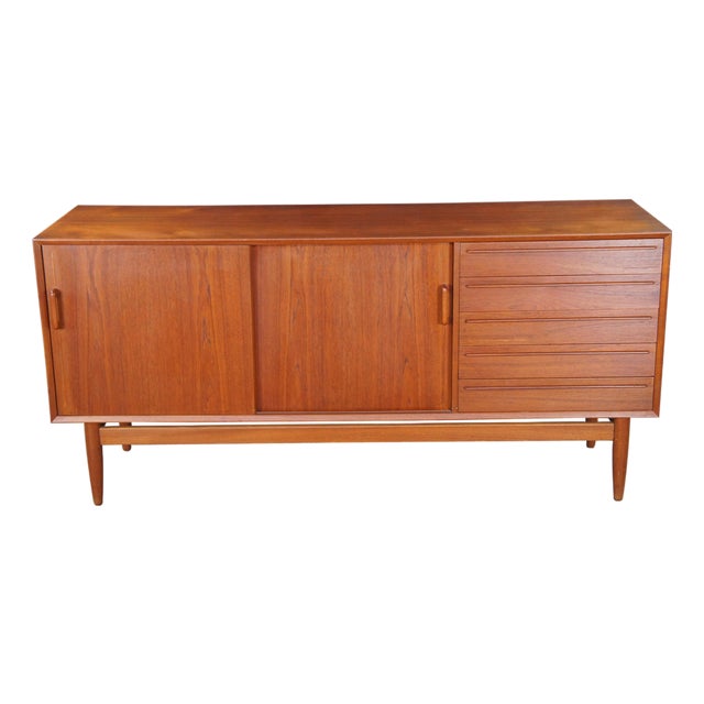 1980s Otmar Danish Scandinavian Modern Teak Credenza Buffet Console Sideboard MCM 71" For Sale