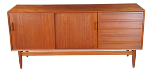 1980s Otmar Danish Scandinavian Modern Teak Credenza Buffet Console Sideboard MCM 71"
