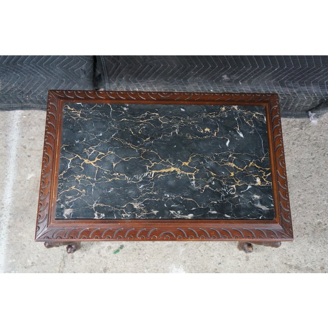 Antique Belle Epoque French Louis XV Style Walnut Marble Side Table Plant Stand For Sale - Image 6 of 18
