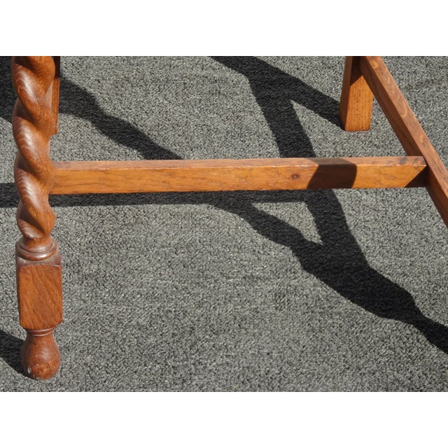Set Four Vintage Oak Mission Style Barley Twist Oak Black Dining Room Chairs For Sale - Image 11 of 14