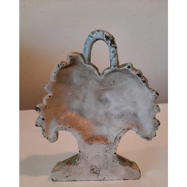 Metal Vintage Hubley Shabby Chic Cast Iron Flower Basket Doorstop For Sale - Image 7 of 8