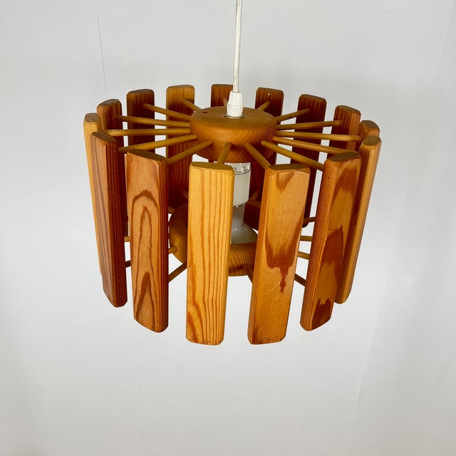 Brown Mid-Century Modern Scandinavian Pine Suspension, 1970s For Sale - Image 8 of 16