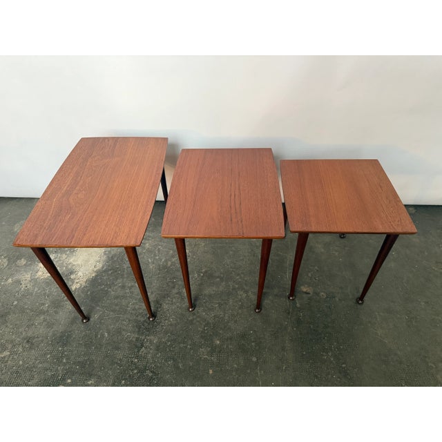 1950s Mid-Century Teak Nesting Tables, 1950s, Set of 3 For Sale - Image 5 of 6