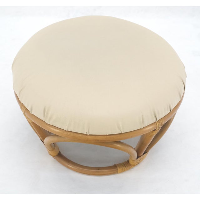 Rattan Bamboo Base Round Bench Pouf Ottoman MINT
