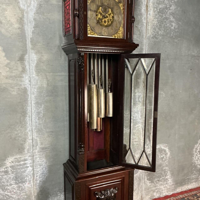 Edwardian Mahogany Three Train Longcase Clock, 1905 For Sale - Image 6 of 9