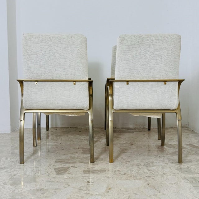 Vintage Italian Gold Metal Dining Chairs, 1970s, Set of 4 For Sale - Image 4 of 10