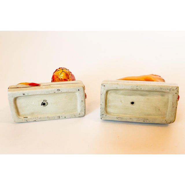 Ceramic Antique Staffordshire Recumbent Lion Figurines on Rectangular Plinths - A Pair For Sale - Image 7 of 8