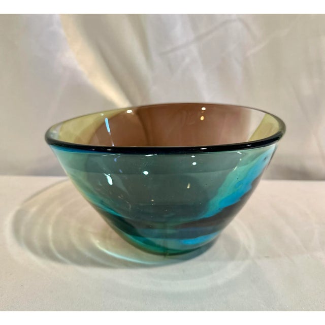 Murano Vintage Murano Large Tr-Color Decorative Bowl For Sale - Image 4 of 6