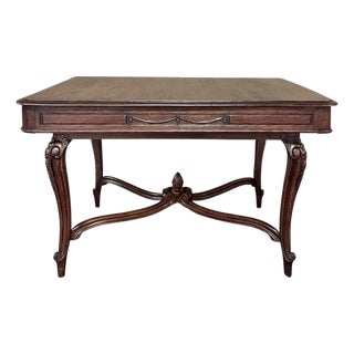 Antique Country French Louis XVI Oak Writing Desk ~ Game Table For Sale