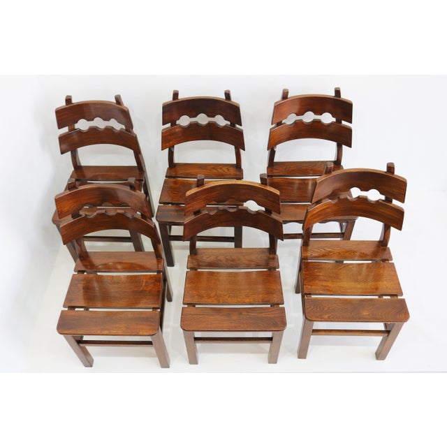 Brutalist Razor Back Chairs by Henning Kjaernulf, 1970, Set of 6 For Sale - Image 9 of 12