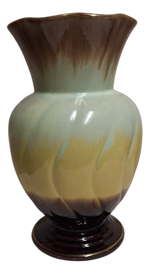 Vintage German Ceramic Vase with Yellow-Green-Brown Glaze, 1930s