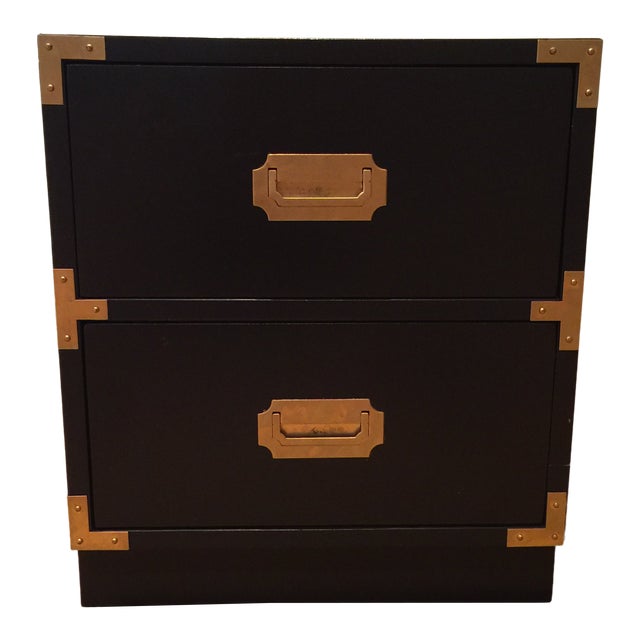 1970s Campaign Bernhardt Black Side Table For Sale