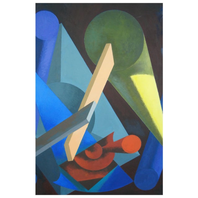 1984 Abstract Modern Shapes Oil Painting, "Honeymoon" by Frank Struthers For Sale - Image 4 of 10