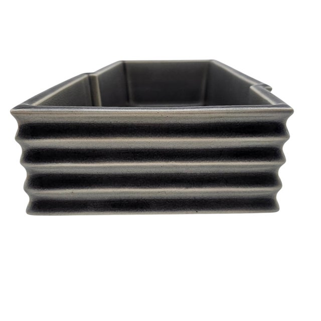 Japanese-Style Crackle Glaze Footed Post Modern Suiban Ikebana Tray 11.5" For Sale - Image 9 of 13