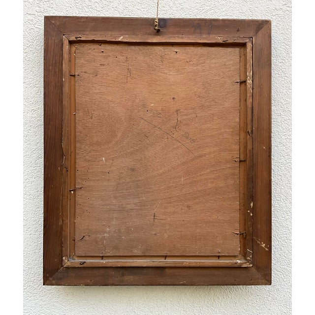 Wood Female Portrait, 1930, Oil Painting on Wood Panel, Framed For Sale - Image 7 of 8