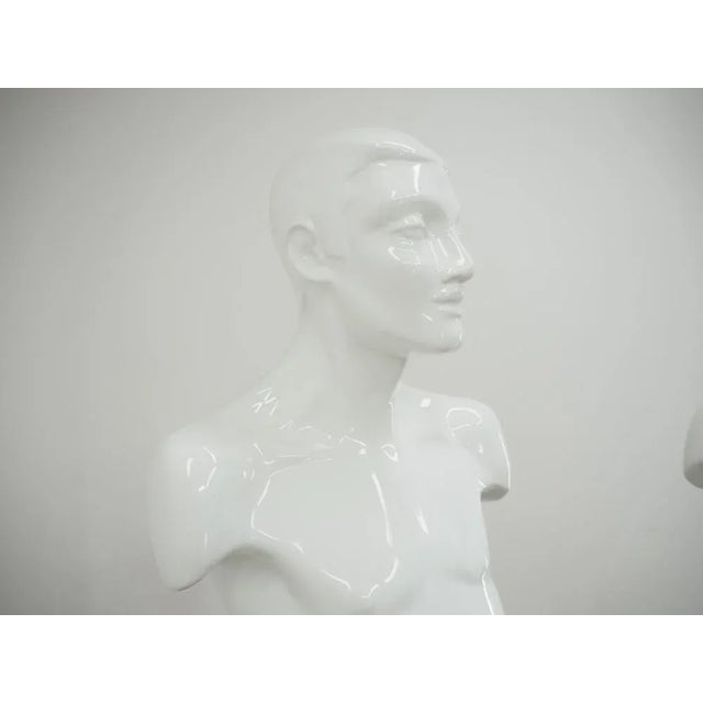 Vintage Man and Woman Porcelain Bust, Sculpture, Italy, 1980s For Sale - Image 9 of 13