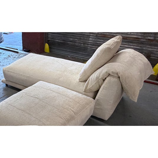 Montauk "Jill" Modular Sofa in Cream Off-White Velvet With Armless Chaise and Chair For Sale - Image 4 of 18
