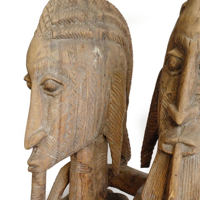 Tan Antique Carved Dogon African Ancestor Couple Sculpture For Sale - Image 8 of 13