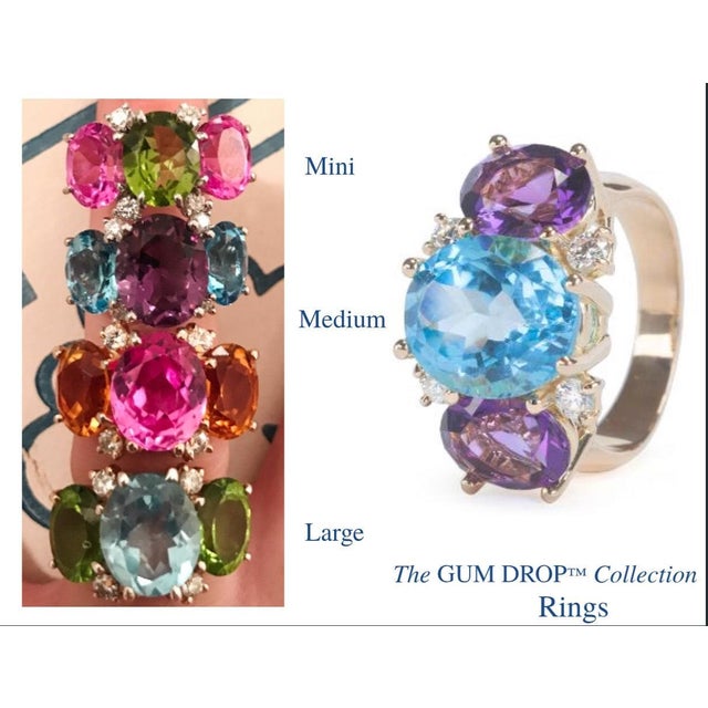 Christina Addison Medium 18kt white gold GUM DROP™ ring with morganite (approximately 5 cts), white topaz (approximately 4...