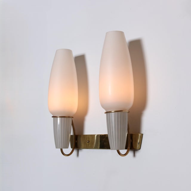 Metal Mid-20th Century Pair of Italian Modernist wall scones - a Pair For Sale - Image 7 of 9