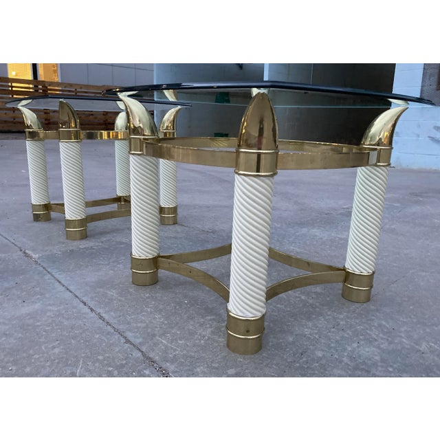 Porcelain & Brass Faux Tusk End Tables Italy - A Pair For Sale - Image 11 of 13