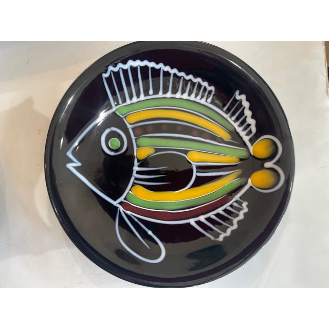 Ceramic French Robert Picault Black Glazed Ceramic Fish Vallauris Set 15 Pieces For Sale - Image 7 of 13