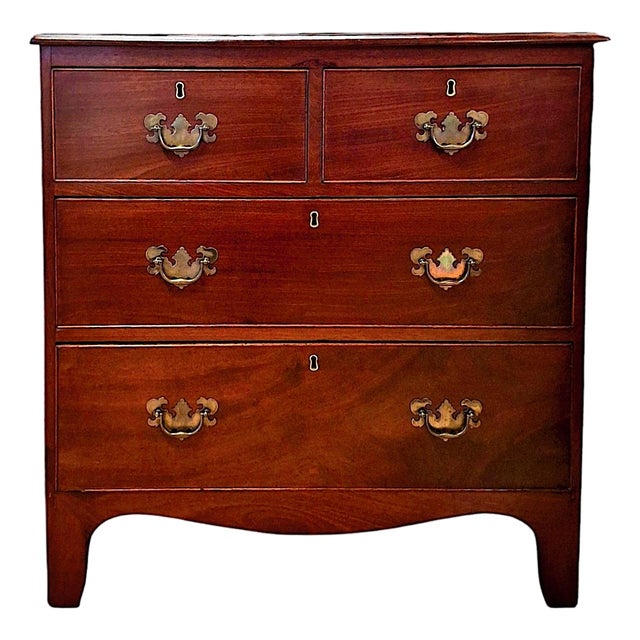 19th-Century Georgian-Style Mahogany and Brass Chest of Drawers For Sale