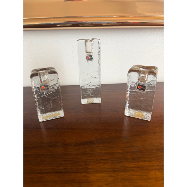 Blenko Cracked Ice Candle Holders For Sale - Image 9 of 9