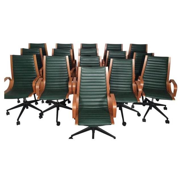 Ingmar Swivel Chair in Green Leather by Nein Kämper For Sale - Image 6 of 6