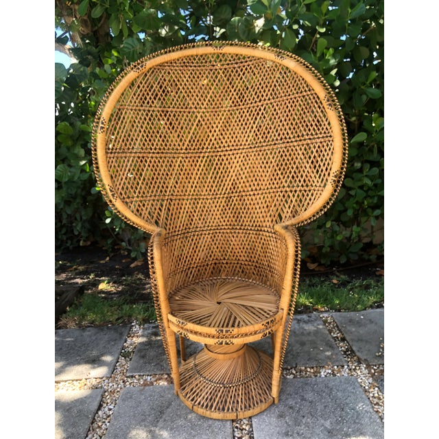 1970s Vintage Mid-Century Woven Rattan Peacock Chair For Sale - Image 10 of 11