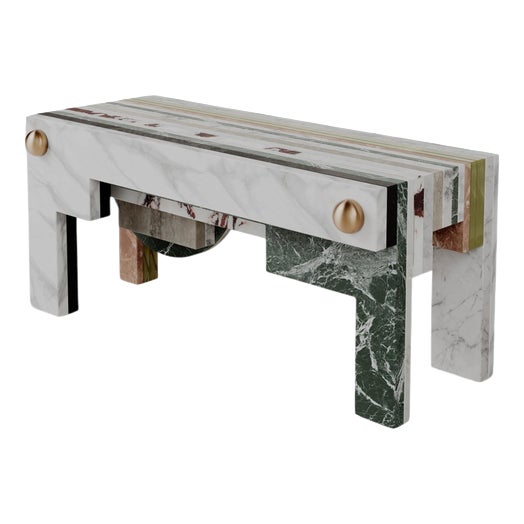 Architectural Layered Marble Stone Strata Bench by Esther Knopfler For Sale