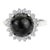 Vintage Inspired Natural Black Star & Zircon Halo Cocktail Ring Size 7 For Sale