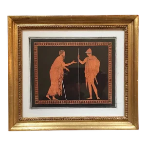 18th Century Neoclassical Black and Terra-Cotta Ink Print, Framed