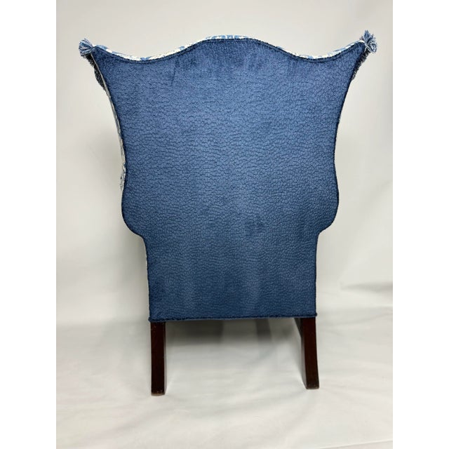 2020s Elephant Print Wingback Chair with Fringe Trim For Sale - Image 5 of 12