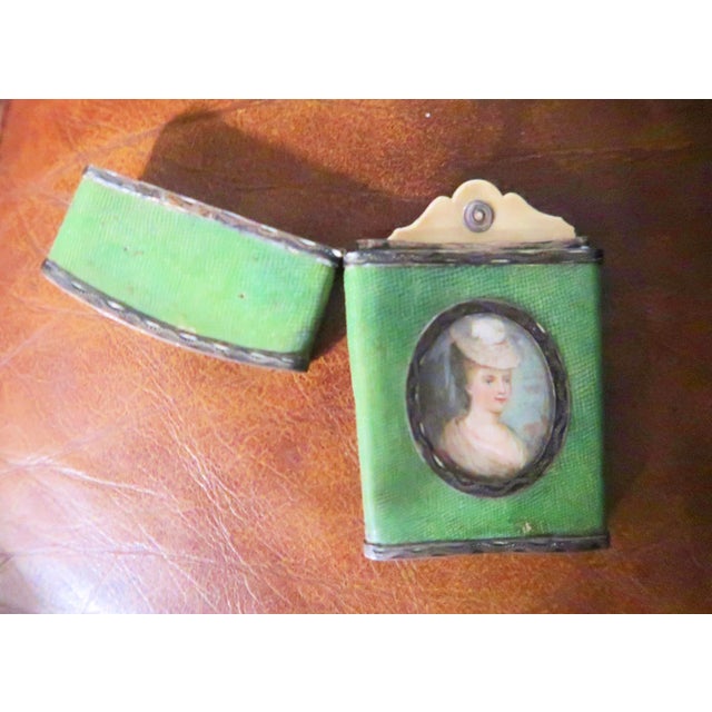 Animal Skin 18th Century French Shagreen and Silver Aide Memoire With Ballooning Motif For Sale - Image 7 of 13