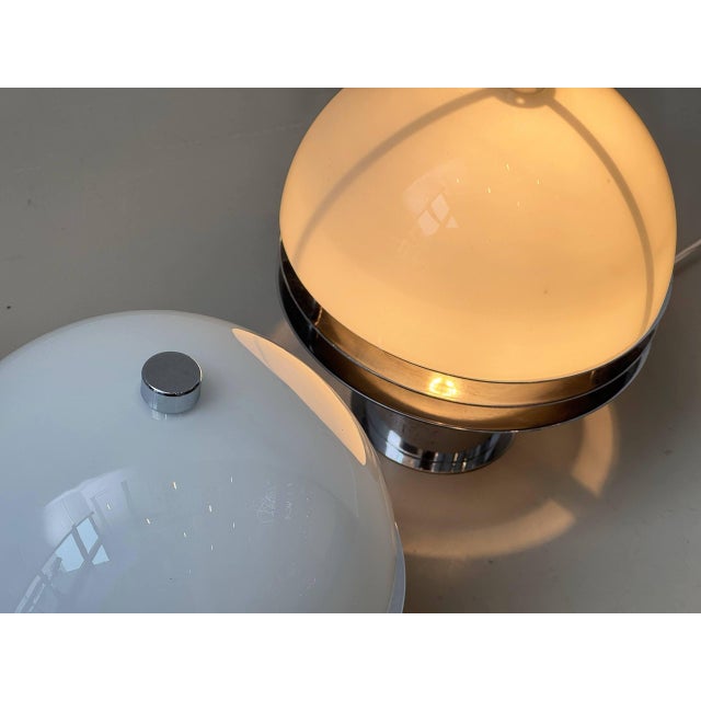 Space Age Table Lamps with Opal Glass Dome and Chrome Rings, 1970s For Sale - Image 10 of 18